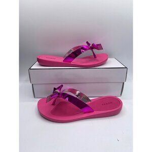 Guess Women's Dark pink Tutu Eva Fashion Bow Animal Print Flip Flop Sandals NWB